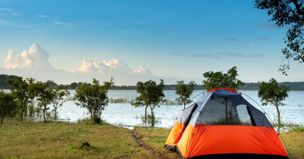 a camp tent on the beach