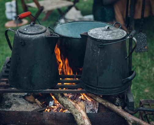 Cooking in tent